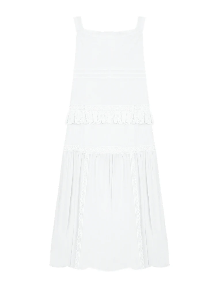 Halter Off-shoulder Lace-trimmed Dress