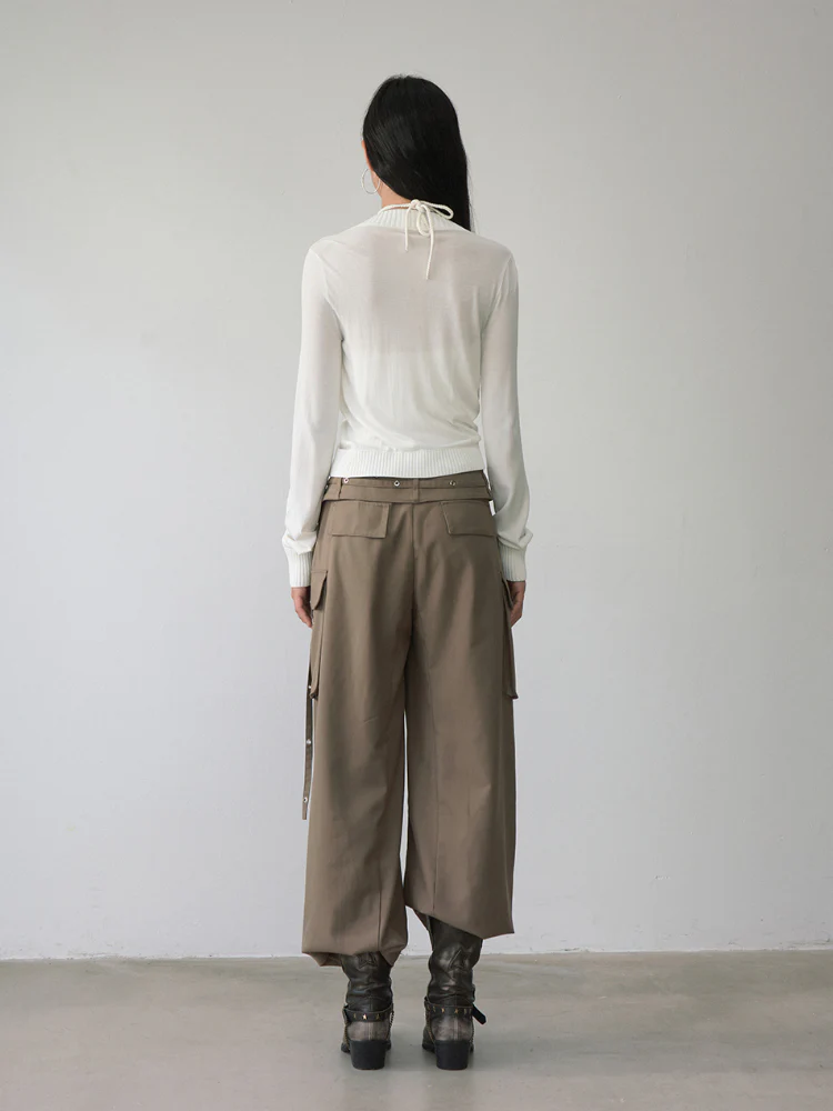 White Single-breasted Knitted Cardigan