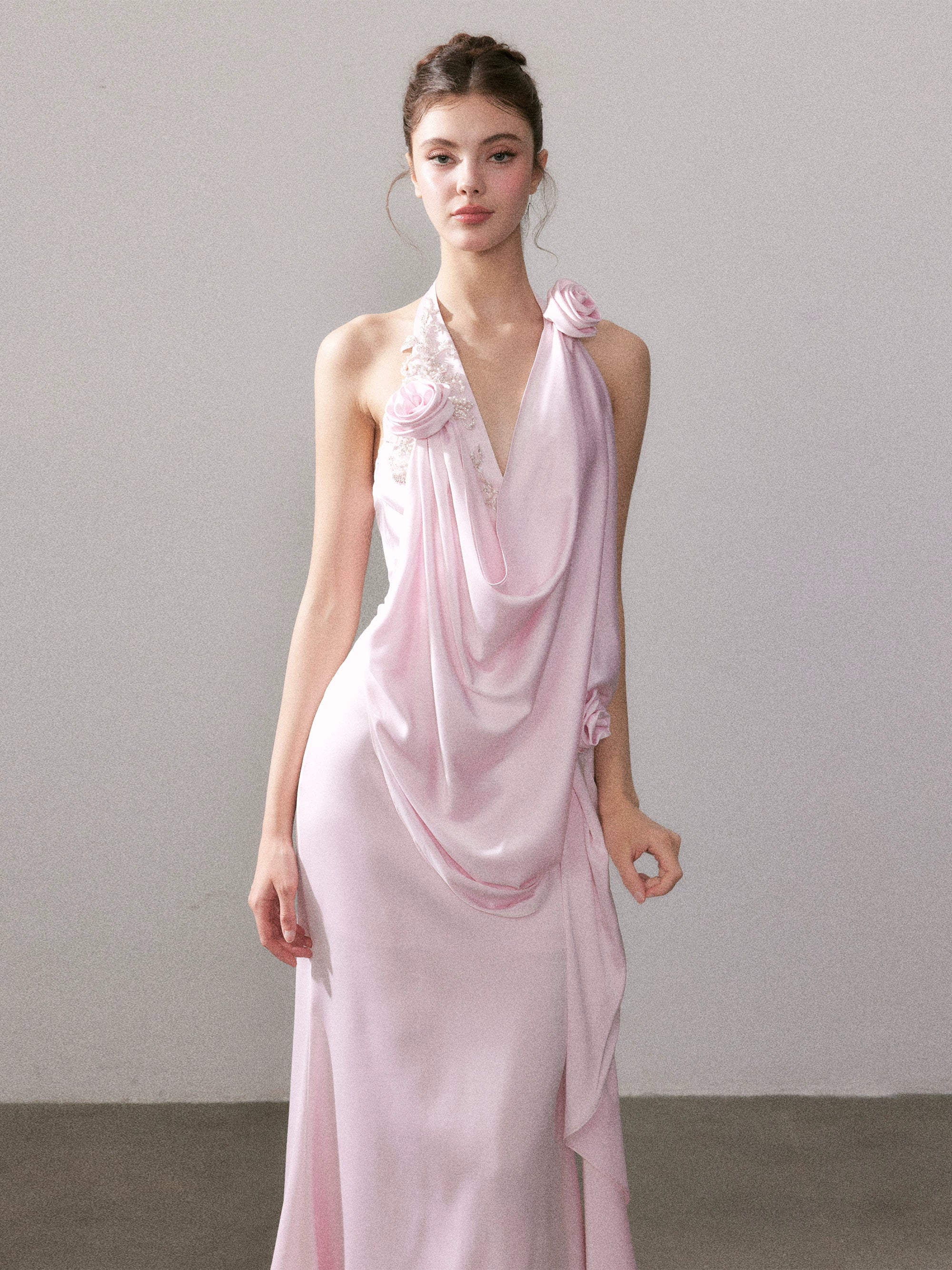 Ouro Shiny Satin Long Dress