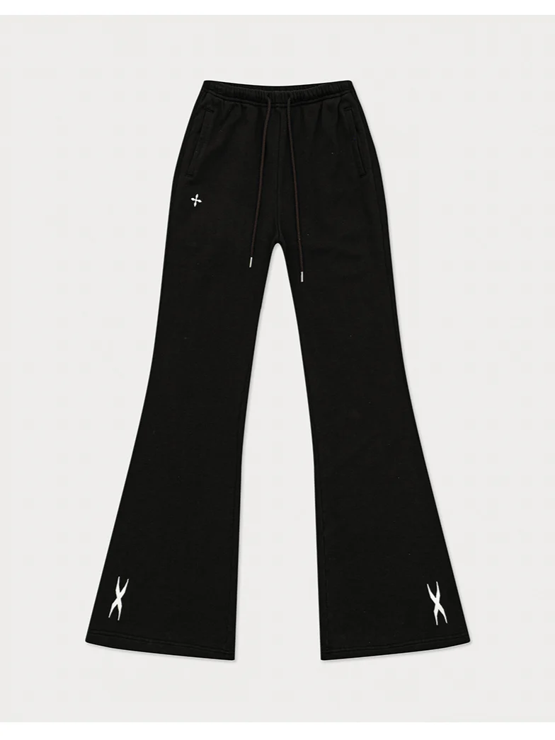 Black & White Compass Flared Sweatpants