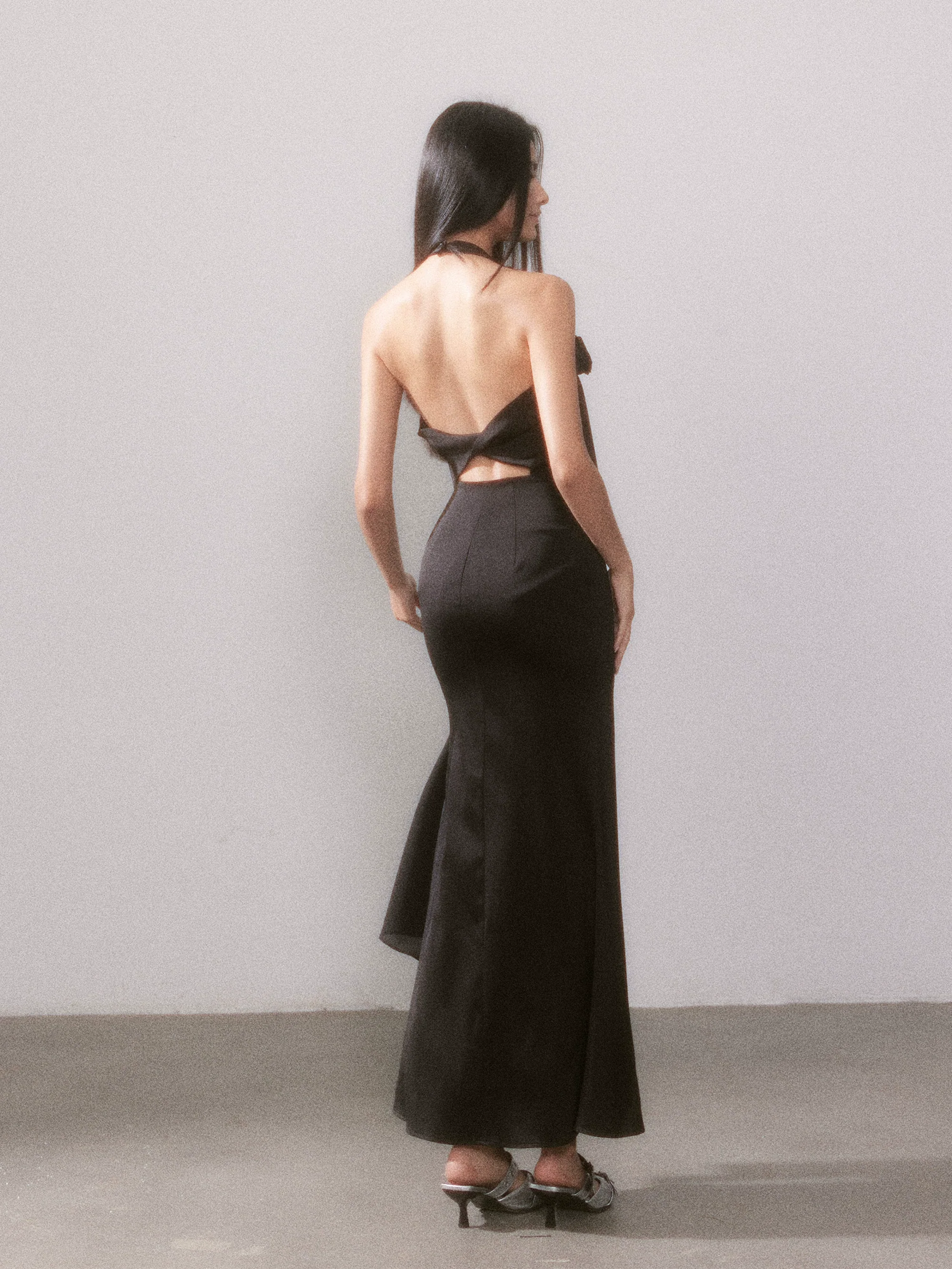 Ouro Shiny Satin Long Dress