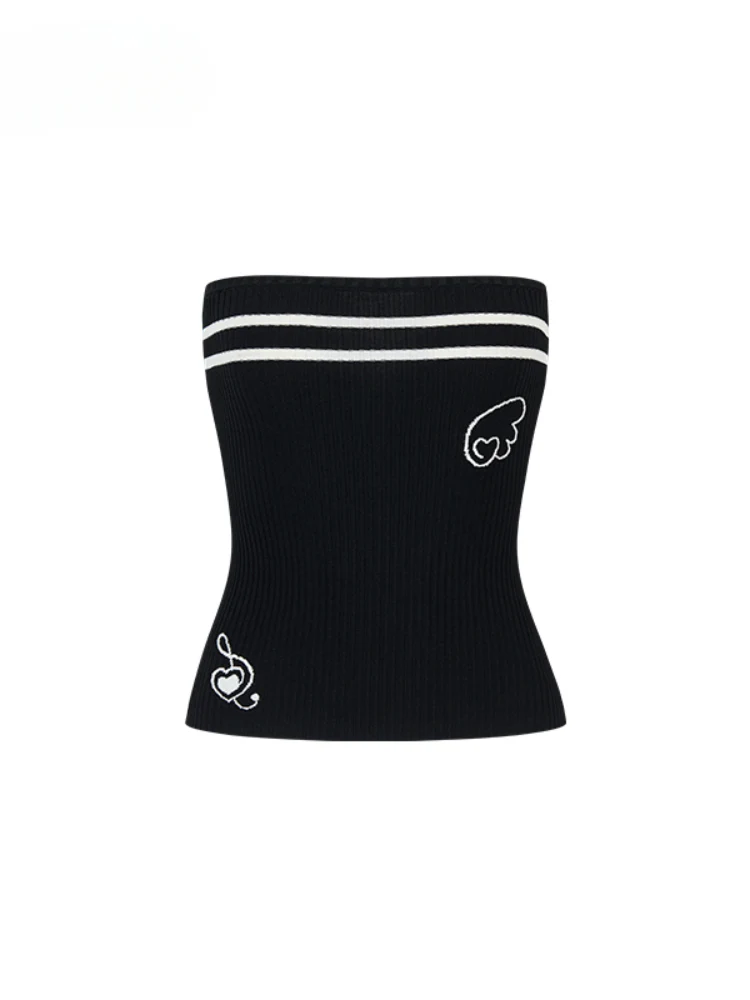 Contrast Color Knitted Bandeau Top & Shorts Set