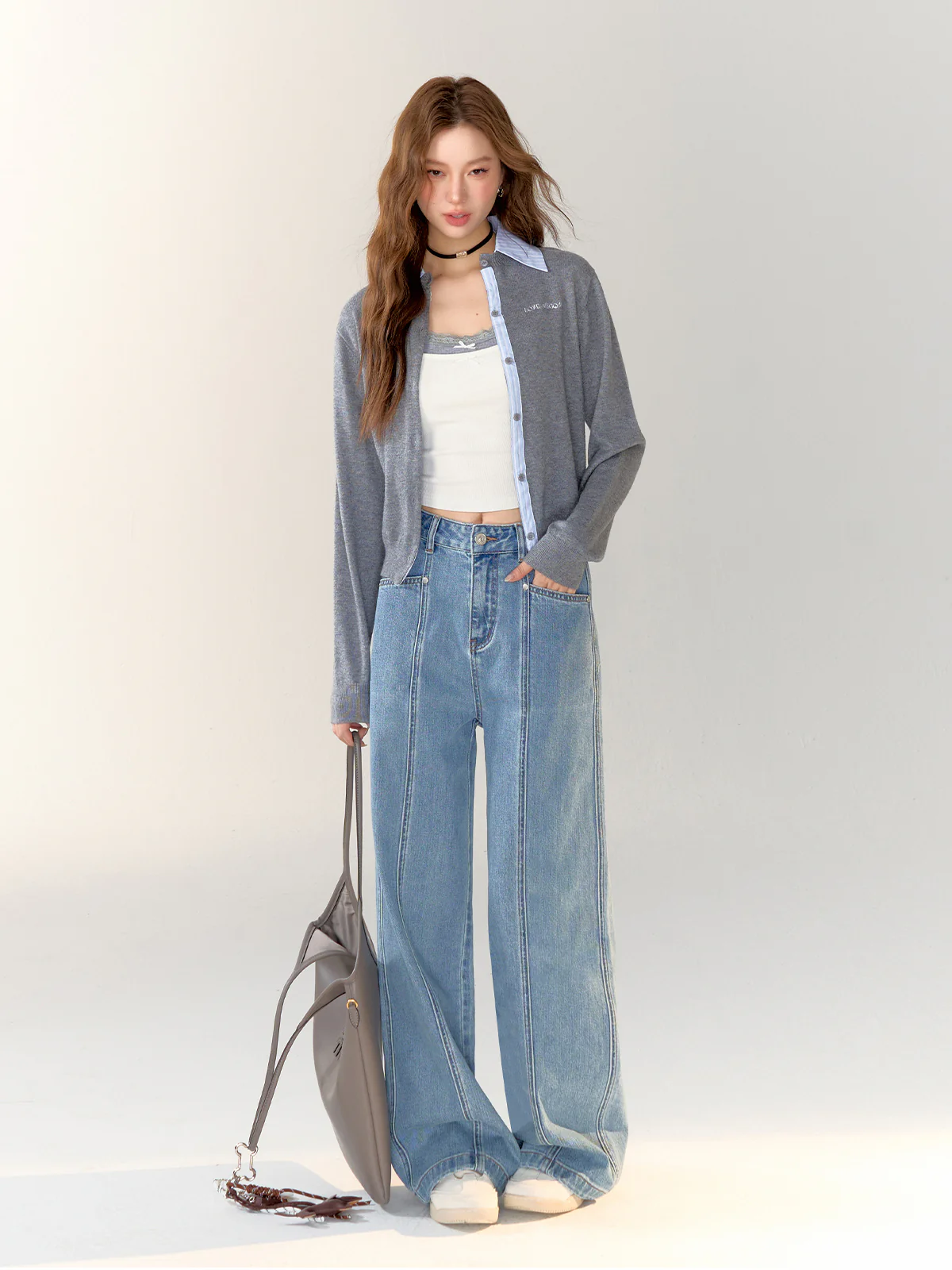 Line Divider Straight-leg Jeans
