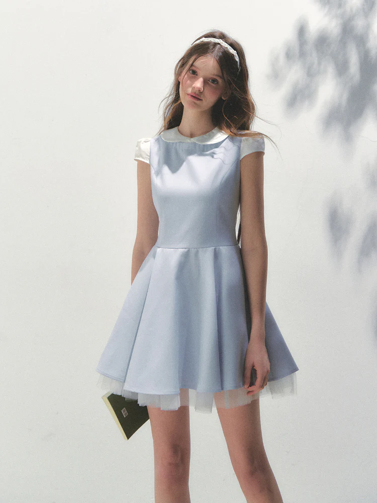 Doll Collar Mesh Tutu Dress