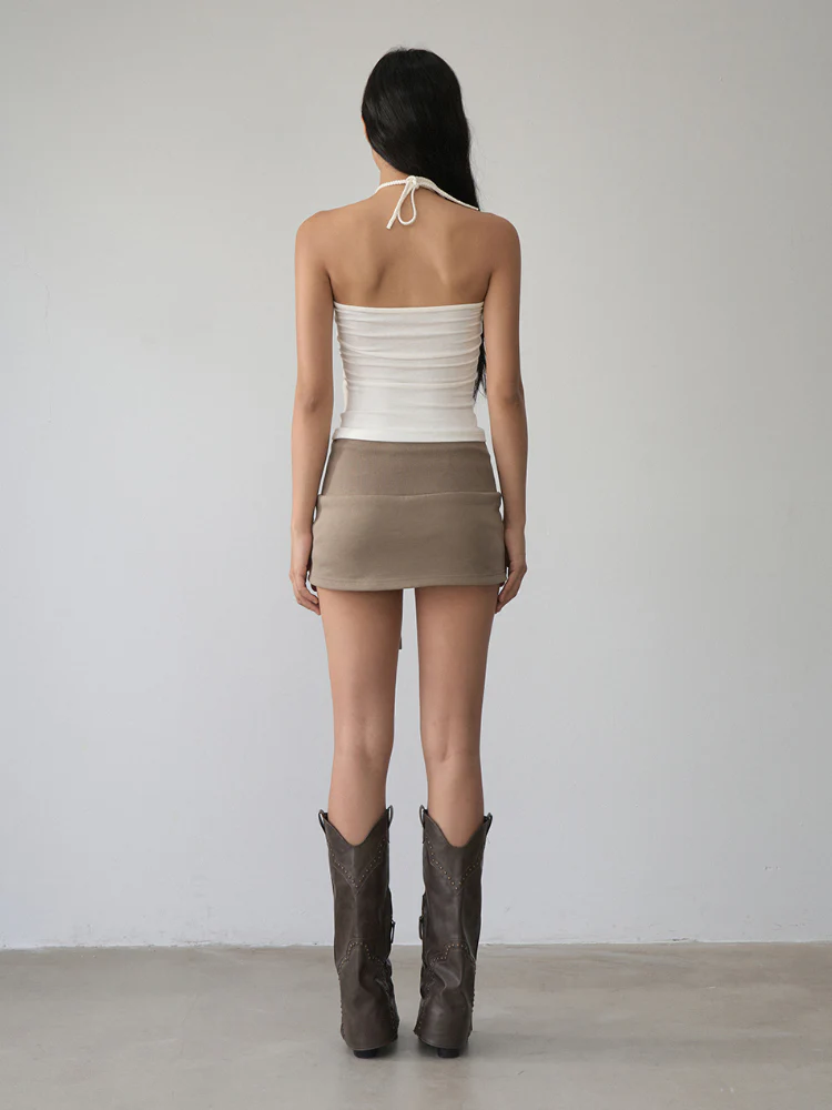 Pleated Rope-Hanging Fitted Bandeau