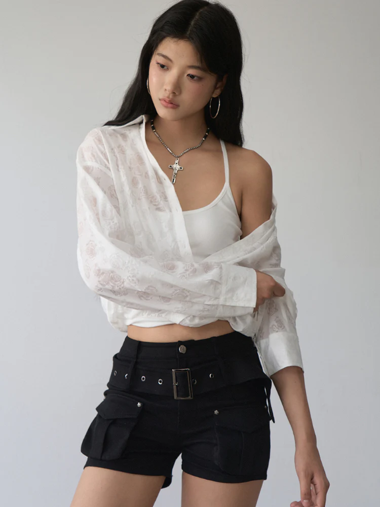 Two-piece Look Checked Long-sleeve Shirt