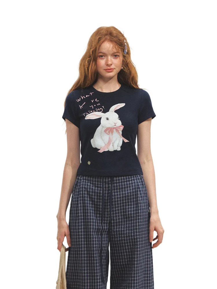 Bow Bunny Print Short - Sleeve T-Shirt