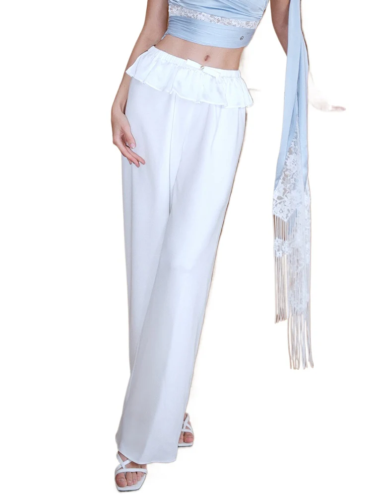 Bowknot Ruffled Long Pants