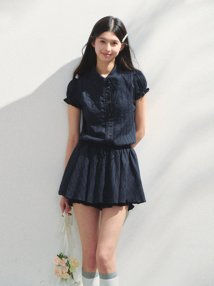 Navy Blue Waist-cinching Dress
