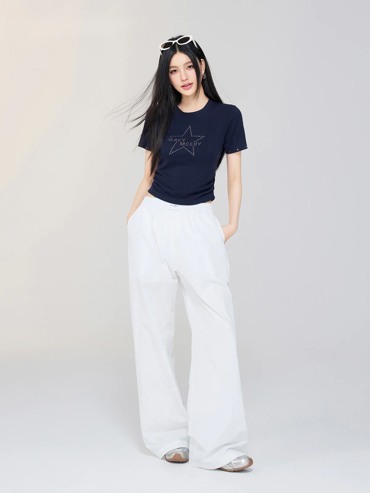 White High Waist Wide-Leg Pants