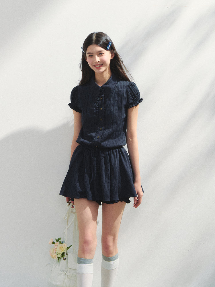 Navy Blue Waist-cinching Dress