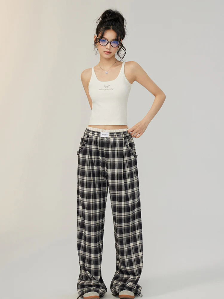 Fake Two-piece Lace Wide-leg Pants