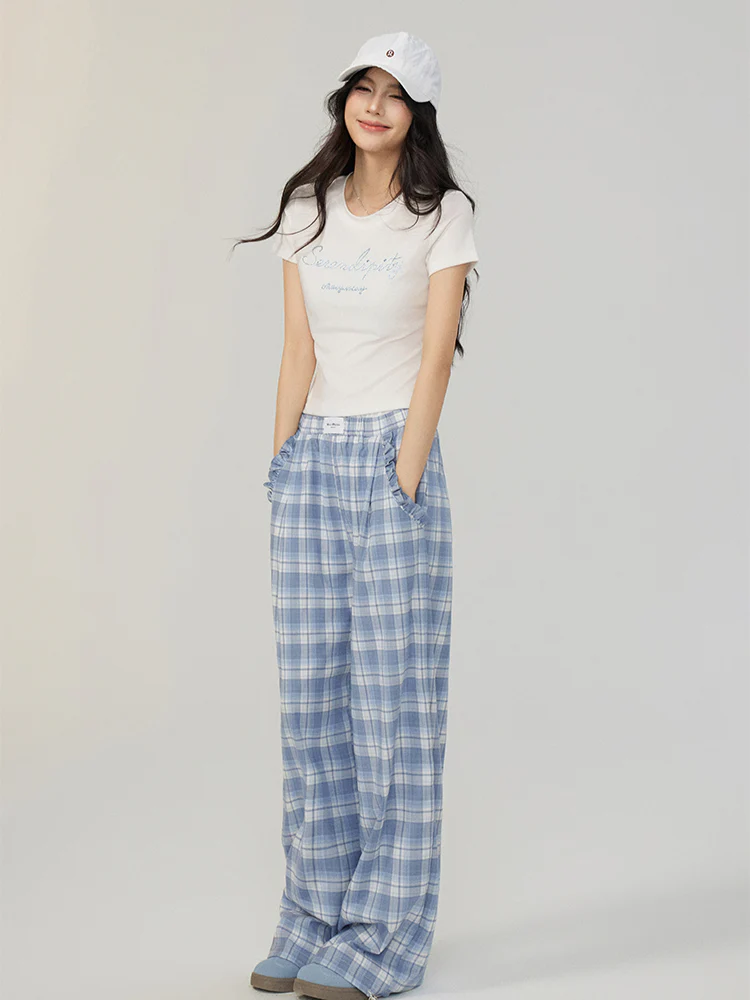 Fake Two-piece Lace Wide-leg Pants