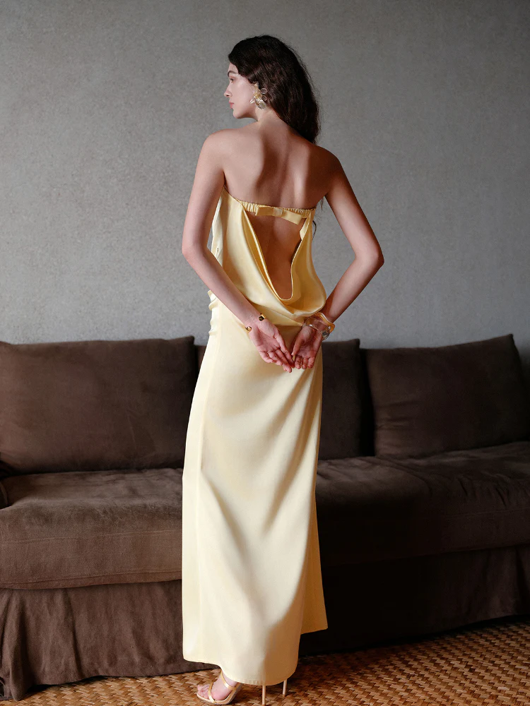 Halter Bowknot Cowl Neck Backless Dress