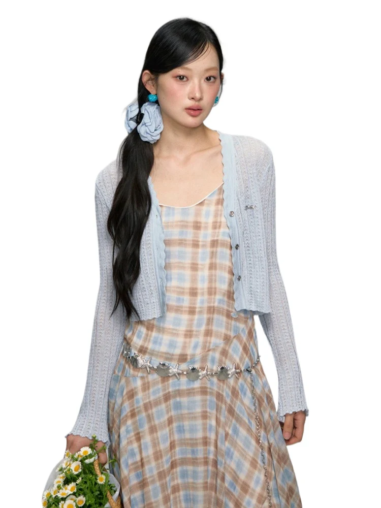 Plaid Ruffle Hem Midi Dress