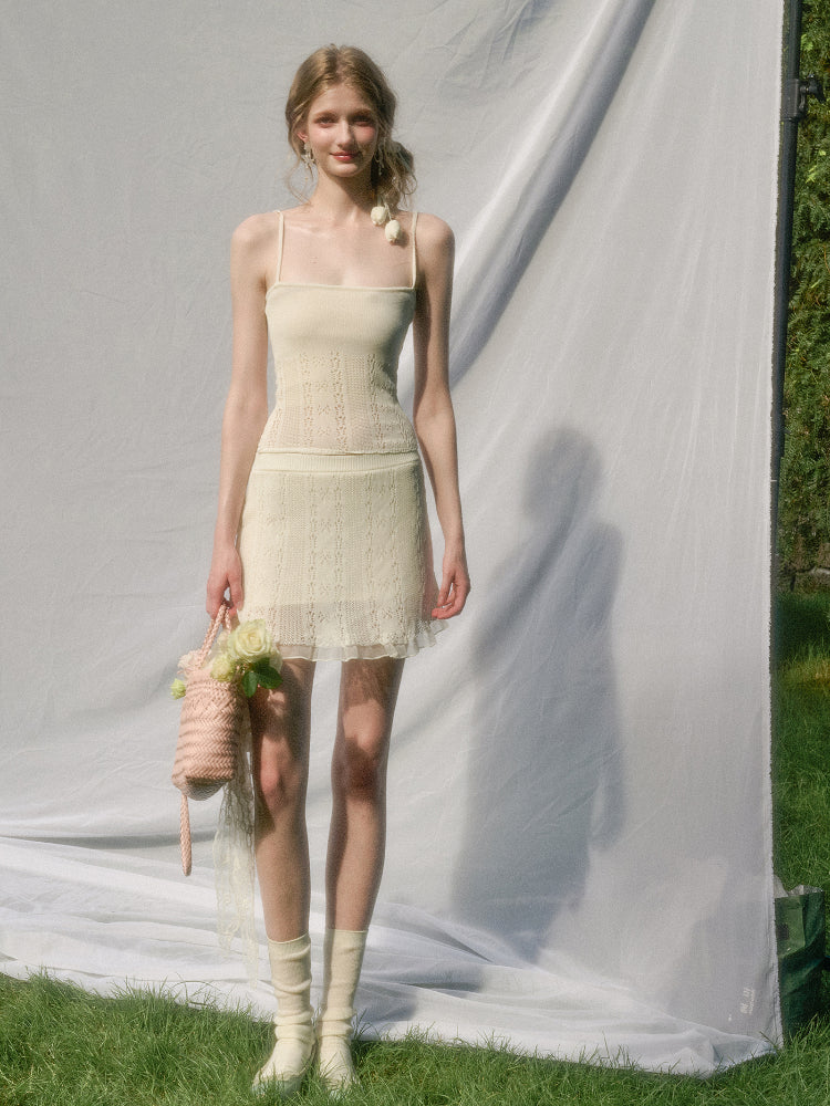 Cool Fabric Knitted Blouse & Skirt Set