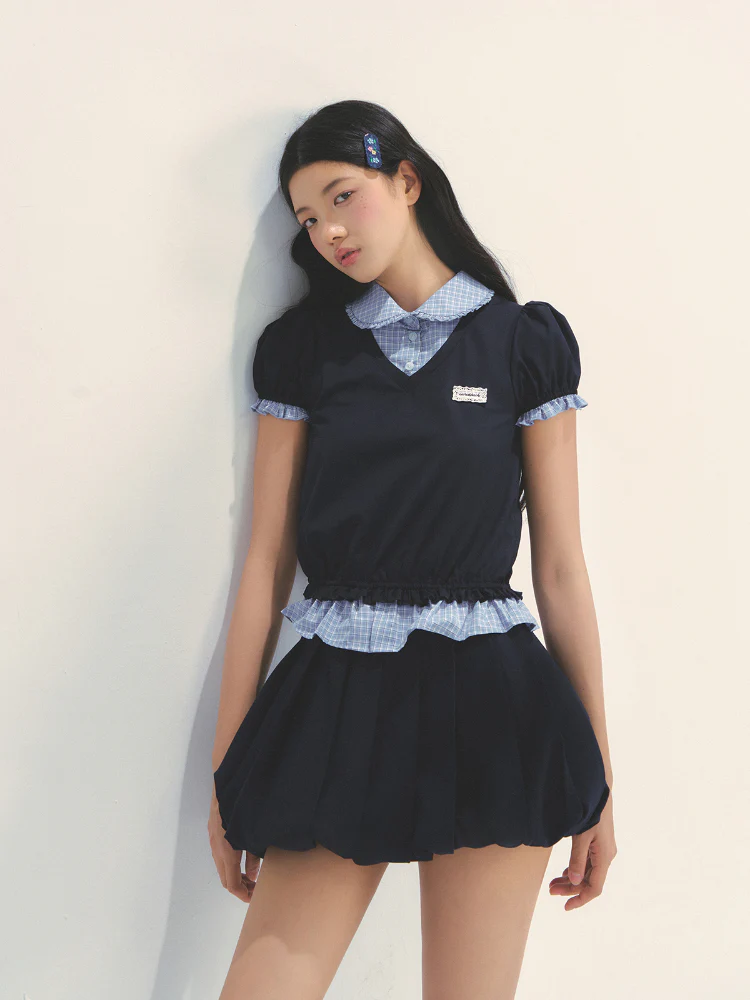 MIU Style Layered-effect Blouse