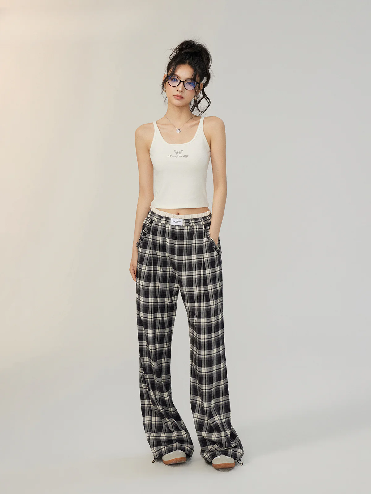 Fake Two-piece Lace Wide-leg Pants