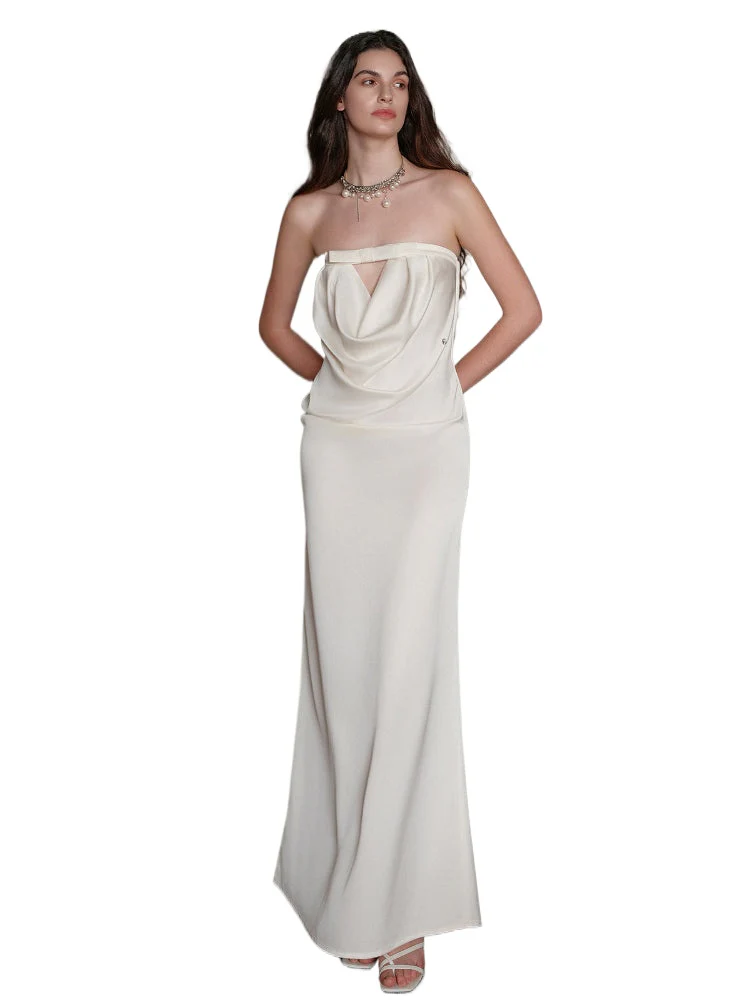 Halter Bowknot Cowl Neck Backless Dress