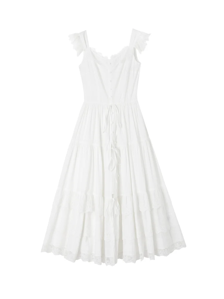 Flutter-Sleeve Waist-Cinching Strapless Dress