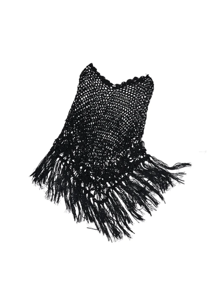 Hollow Out One-Piece Fringed Knit Shrug