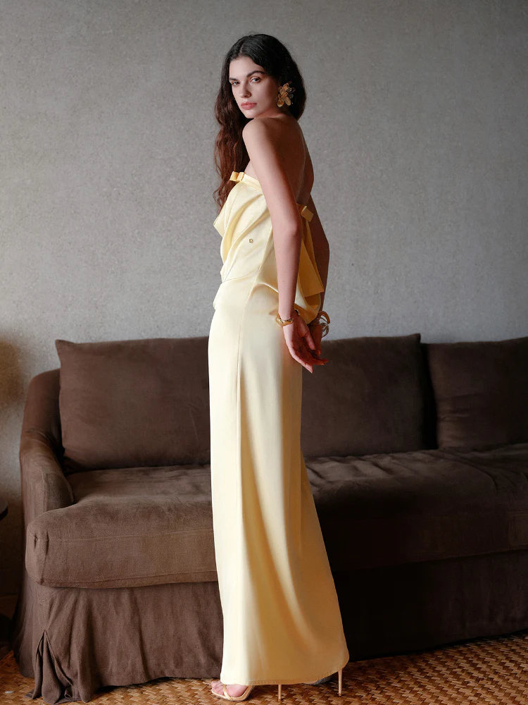 Halter Bowknot Cowl Neck Backless Dress