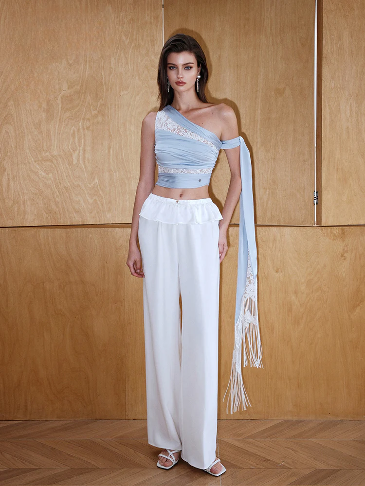 Bowknot Ruffled Long Pants