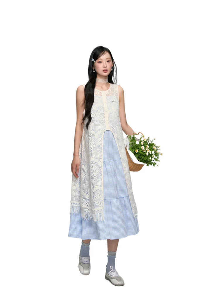 Tassel Contrast Color Dress Set