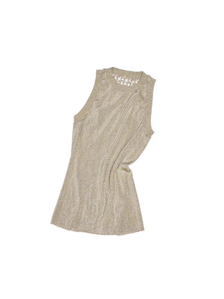 Hollow Out Cable Knit Sleeveless Tank Top