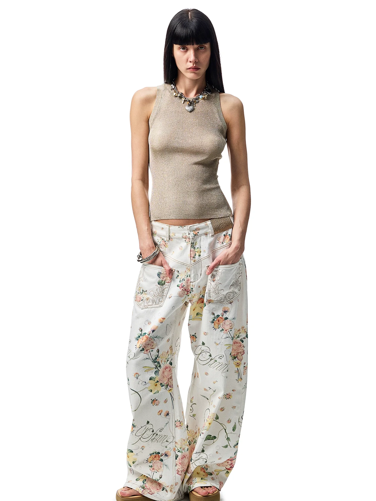 Hollow Out Cable Knit Sleeveless Tank Top