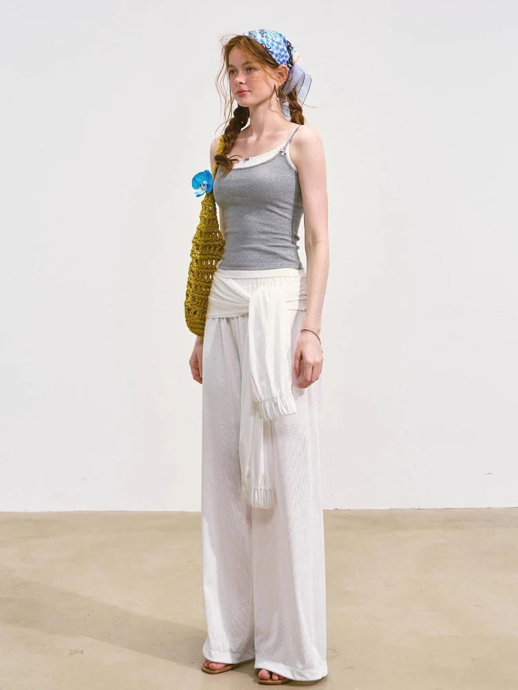 Tie-Waist Flowy Linen Wide-Leg Pants