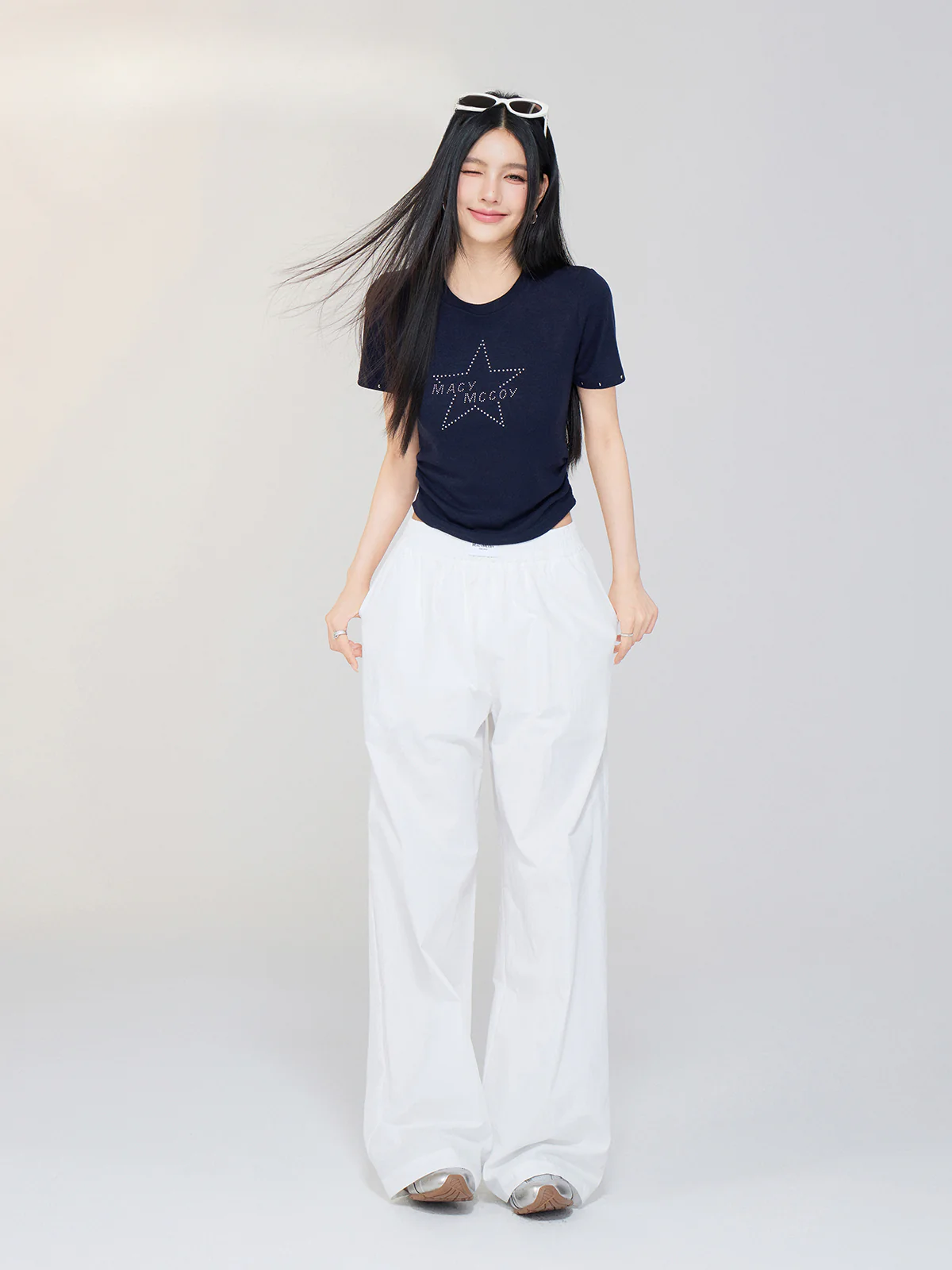 White High Waist Wide-Leg Pants