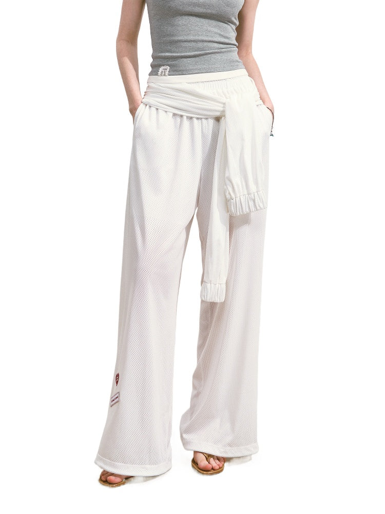 Tie-Waist Flowy Linen Wide-Leg Pants