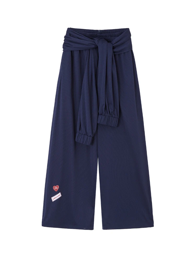 Tie-Waist Flowy Linen Wide-Leg Pants