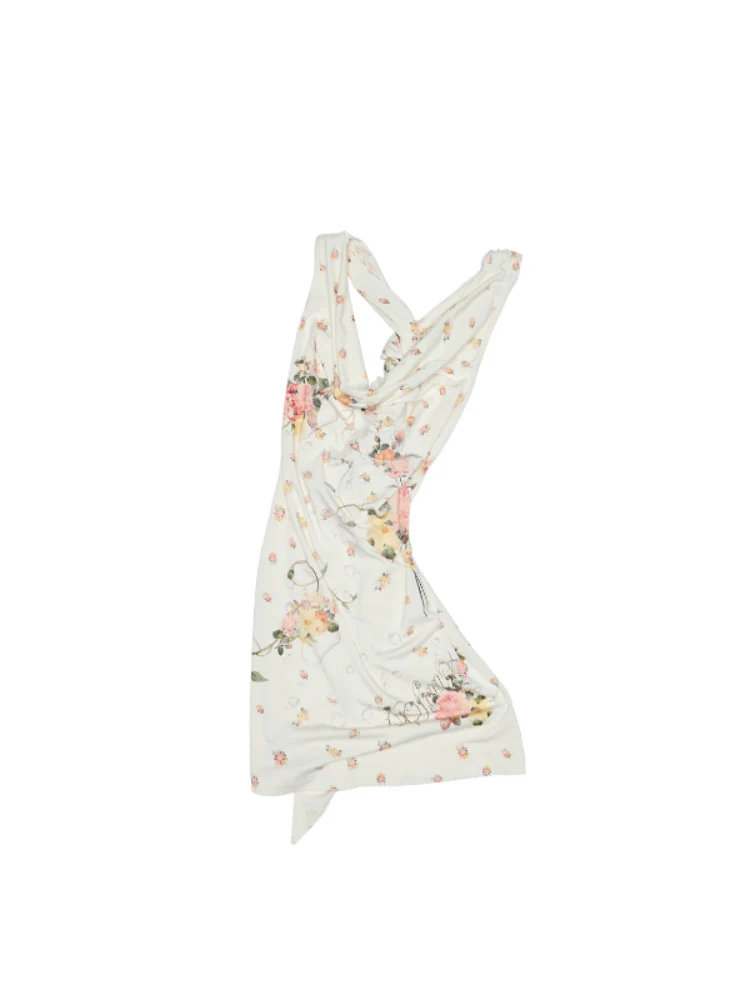 V-Neck Draped Collar Back Knot Tank Top