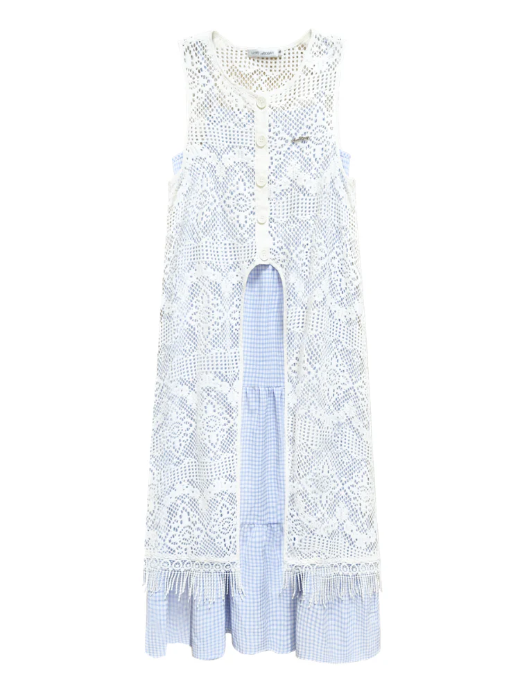 Tassel Contrast Color Dress Set