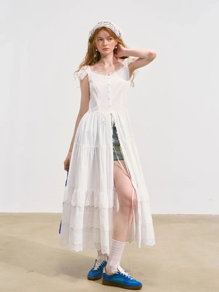 Flutter-Sleeve Waist-Cinching Strapless Dress