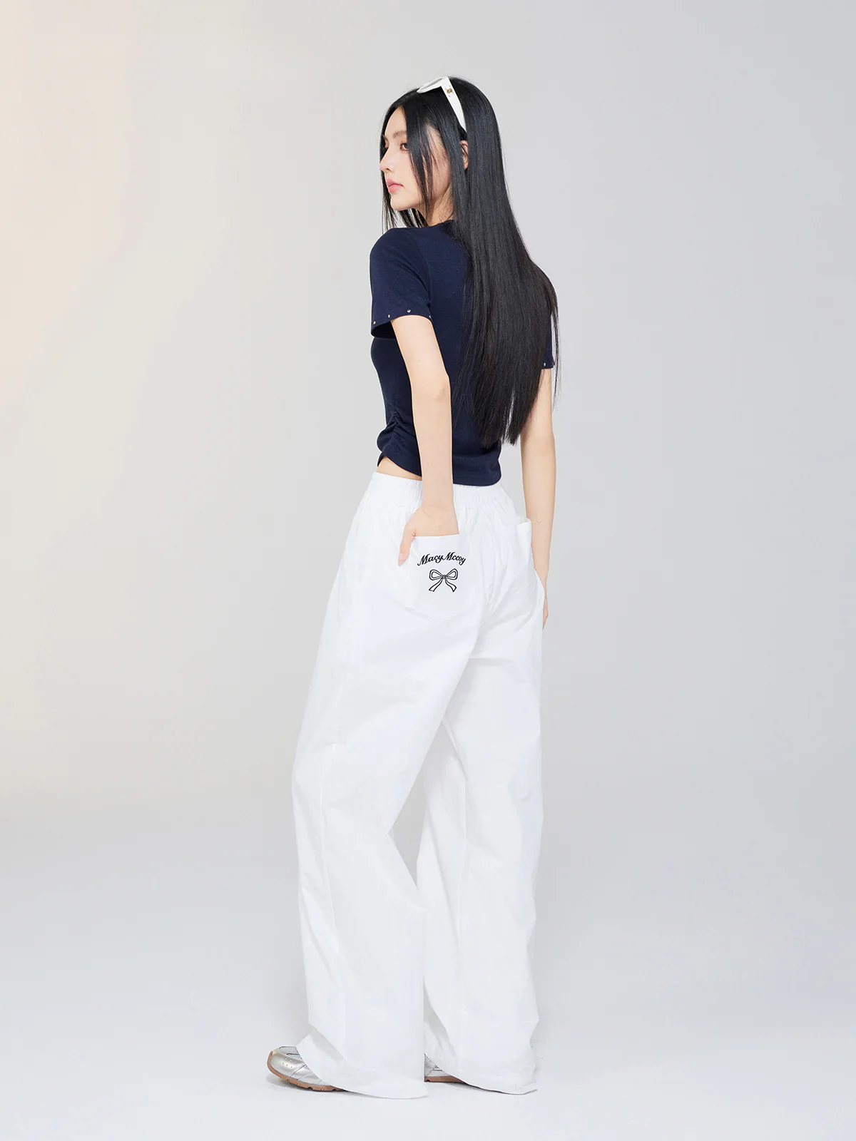 White High Waist Wide-Leg Pants