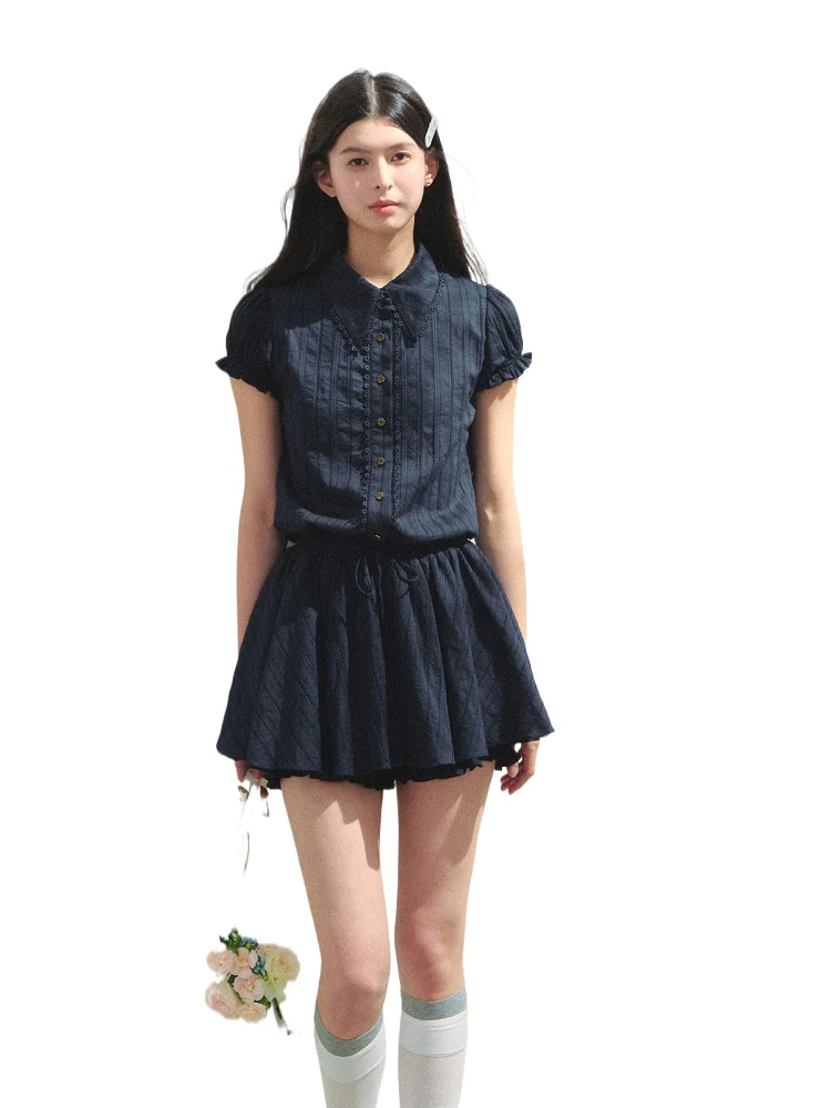 Navy Blue Waist-cinching Dress