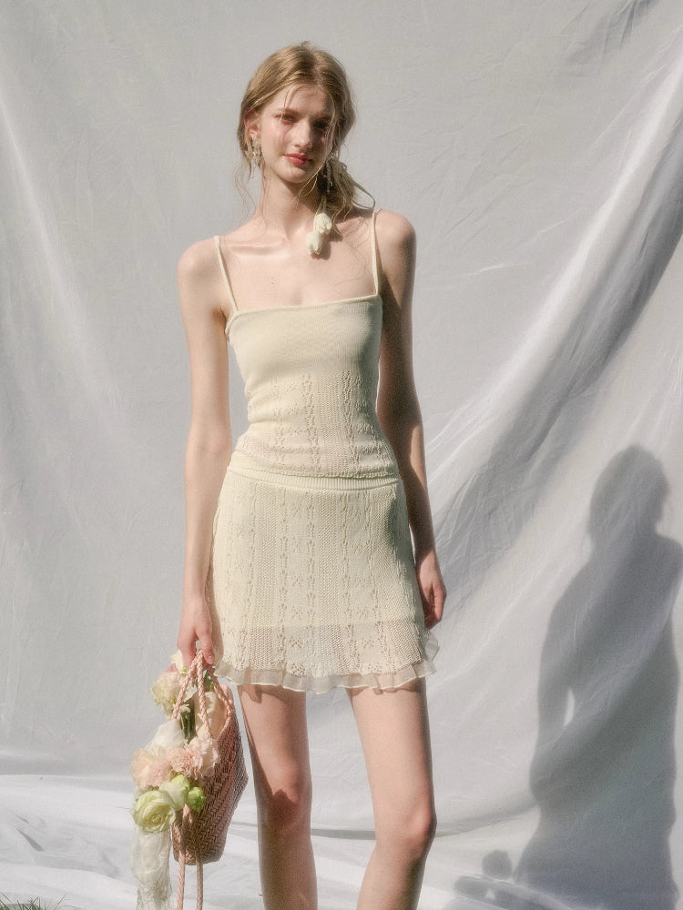 Cool Fabric Knitted Blouse & Skirt Set