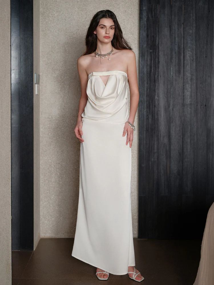 Halter Bowknot Cowl Neck Backless Dress