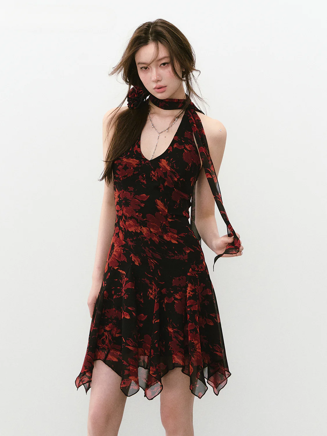 Blue Halter Printed Dress