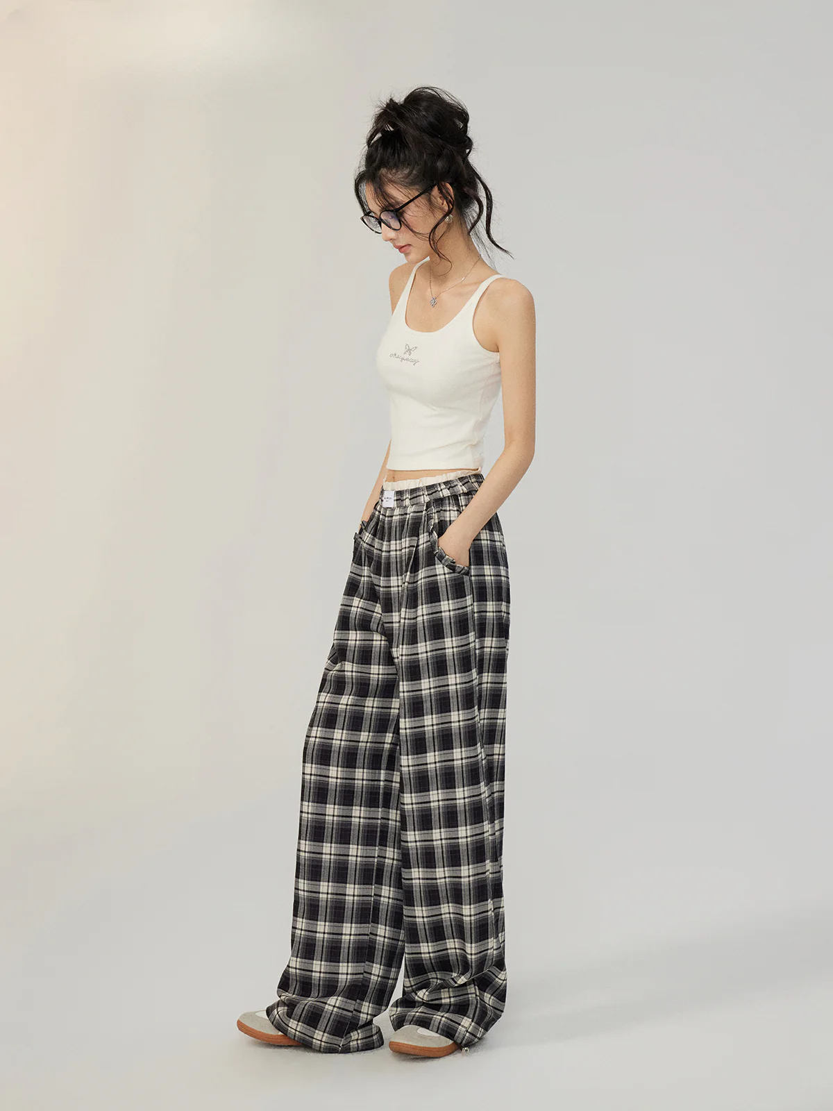 Fake Two-piece Lace Wide-leg Pants