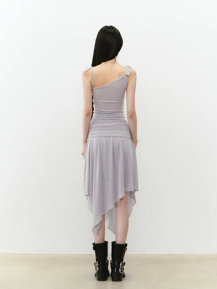 Beaded Strappy Asymmetric Dress