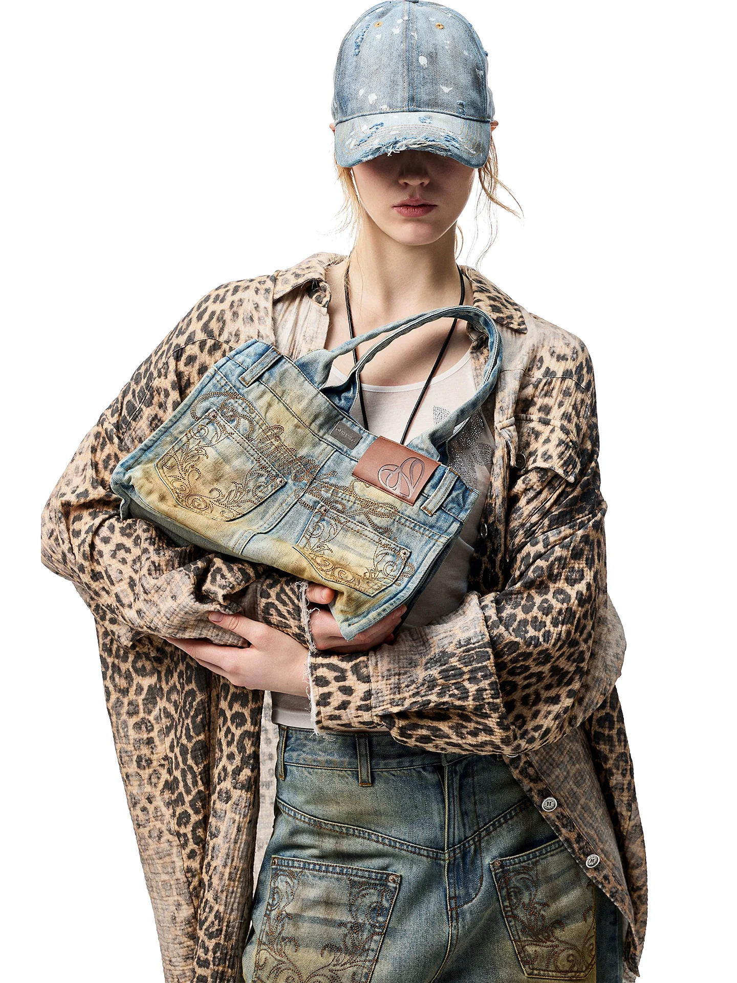 Washed Distressed Leopard Print Shirt