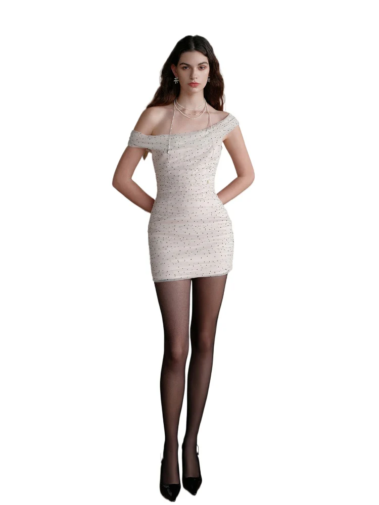 Off-Shoulder Cowl Neck Elegant Mini Dress