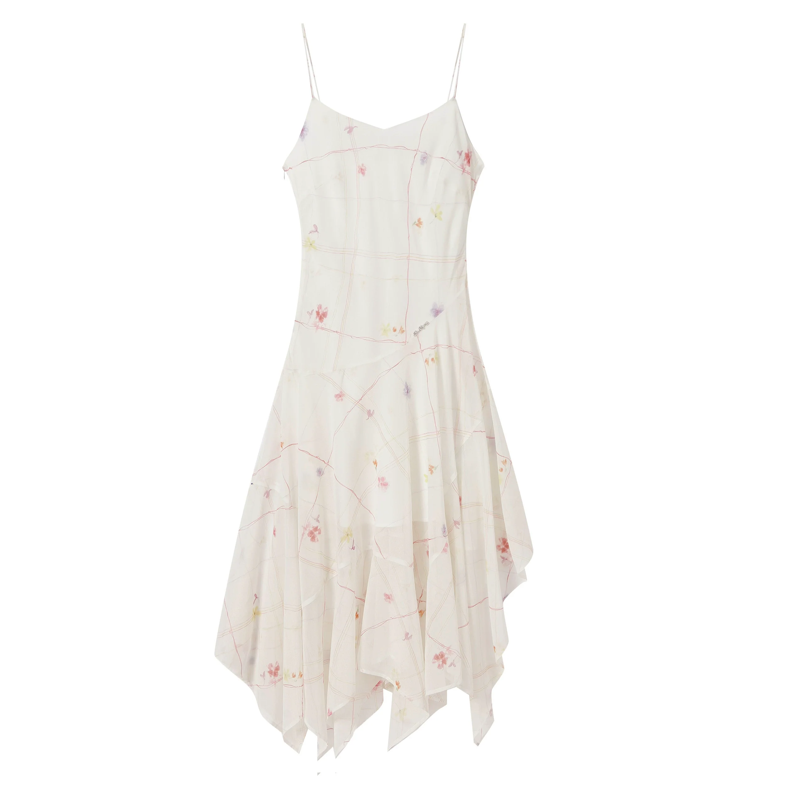 Irregular Floral Chiffon Dress