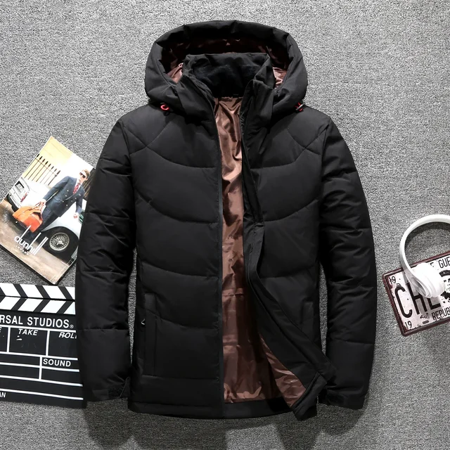 Men's White Duck Down Jackets Warm Hooded Thick Puffer Jacket Coat Male Casual High Quality Overcoat Thermal Winter Parka Men