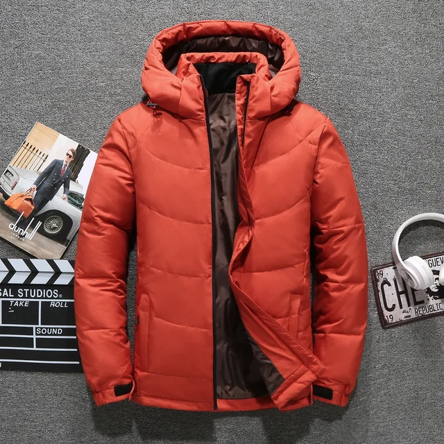 Men's White Duck Down Jackets Warm Hooded Thick Puffer Jacket Coat Male Casual High Quality Overcoat Thermal Winter Parka Men