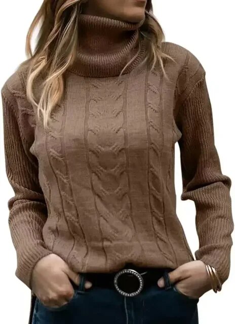Turtleneck Jumper Women High Turtle Neck Sweater Ladies Knitted Chunky Warm Pullover Sweater Top Long Sleeve Fuzzy Sweater